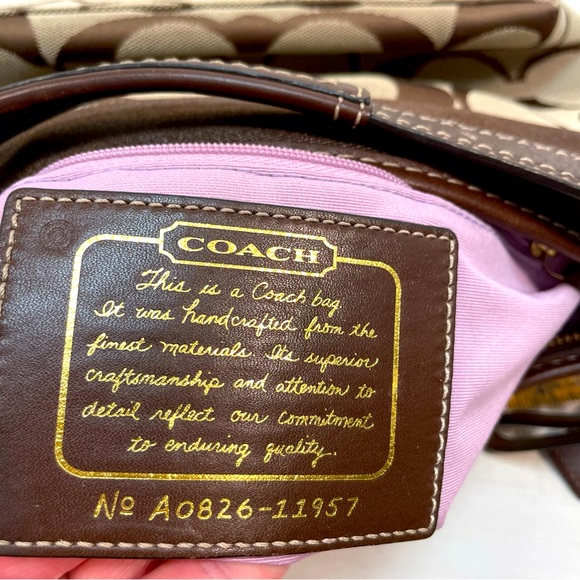 Coach #11957 Legacy Signature Stripe Bag Khaki Brown - Picture 6 of 9